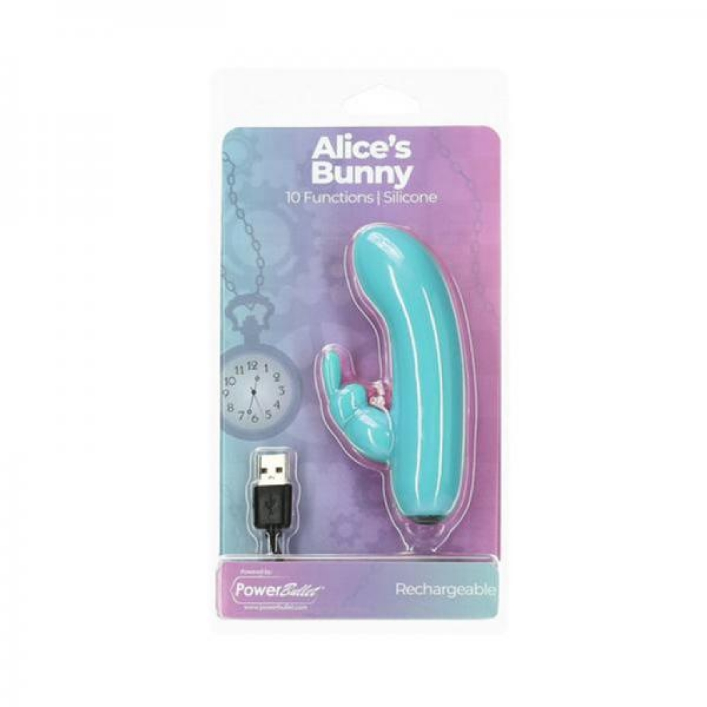 Alices Bunny Rechargeable Bullet With Removable Rabbit Sleeve Teal - Rabbit Vibrators
