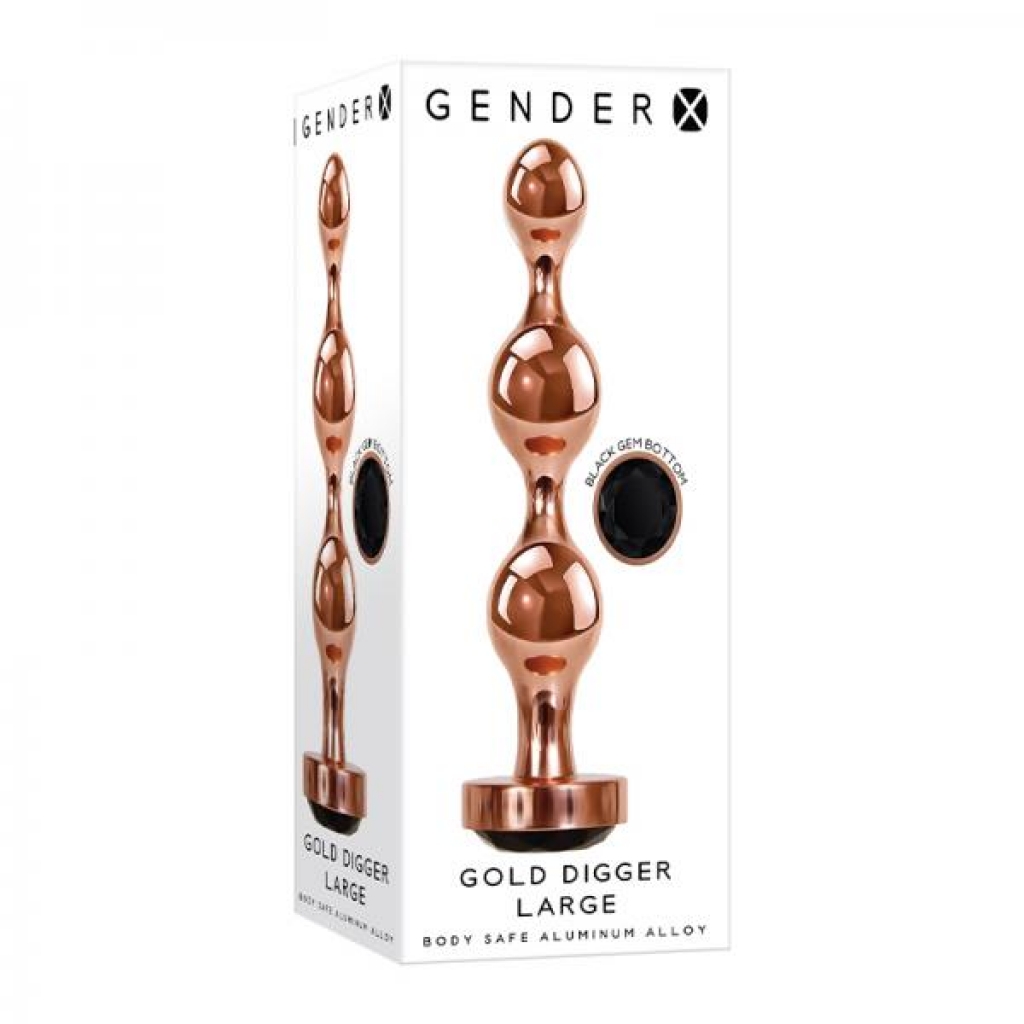 Gender X Gold Digger Large Plug Rose Gold/black - Anal Beads