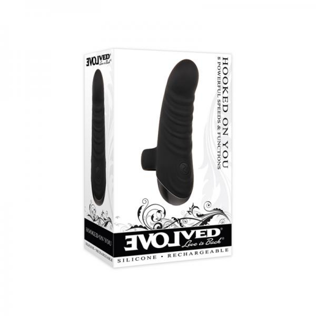 Evolved Hooked On You Rechargeable Silicone Black - Finger Vibrators