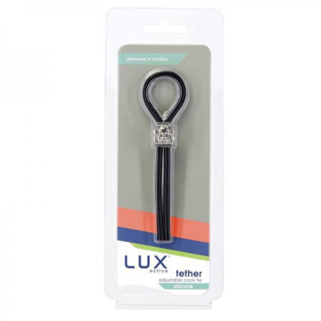 Lux Active Tether Adjustable Cock Tie Silicone Black - Adjustable & Versatile Penis Rings