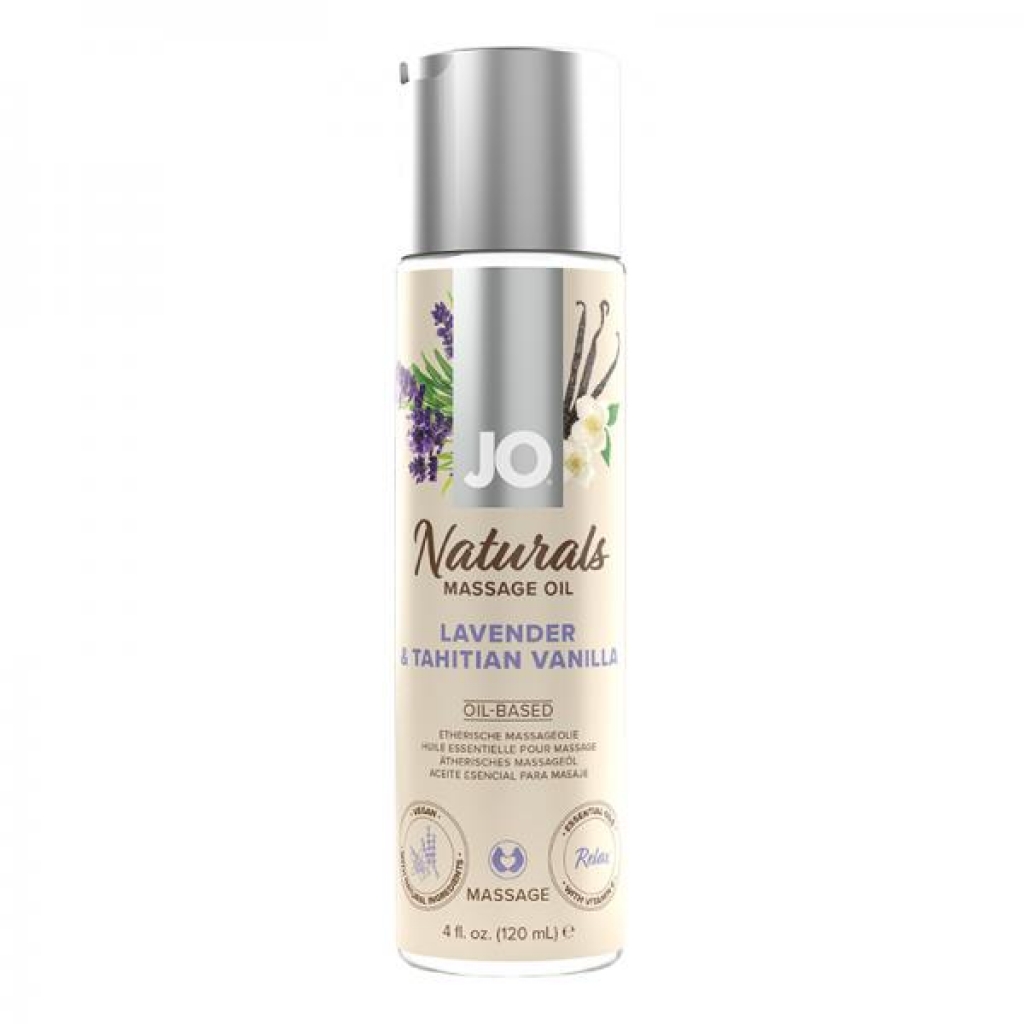 Jo Naturals Lavender & Tahitian Vanilla Massage Oil 4 Oz. - Sensual Massage Oils & Lotions
