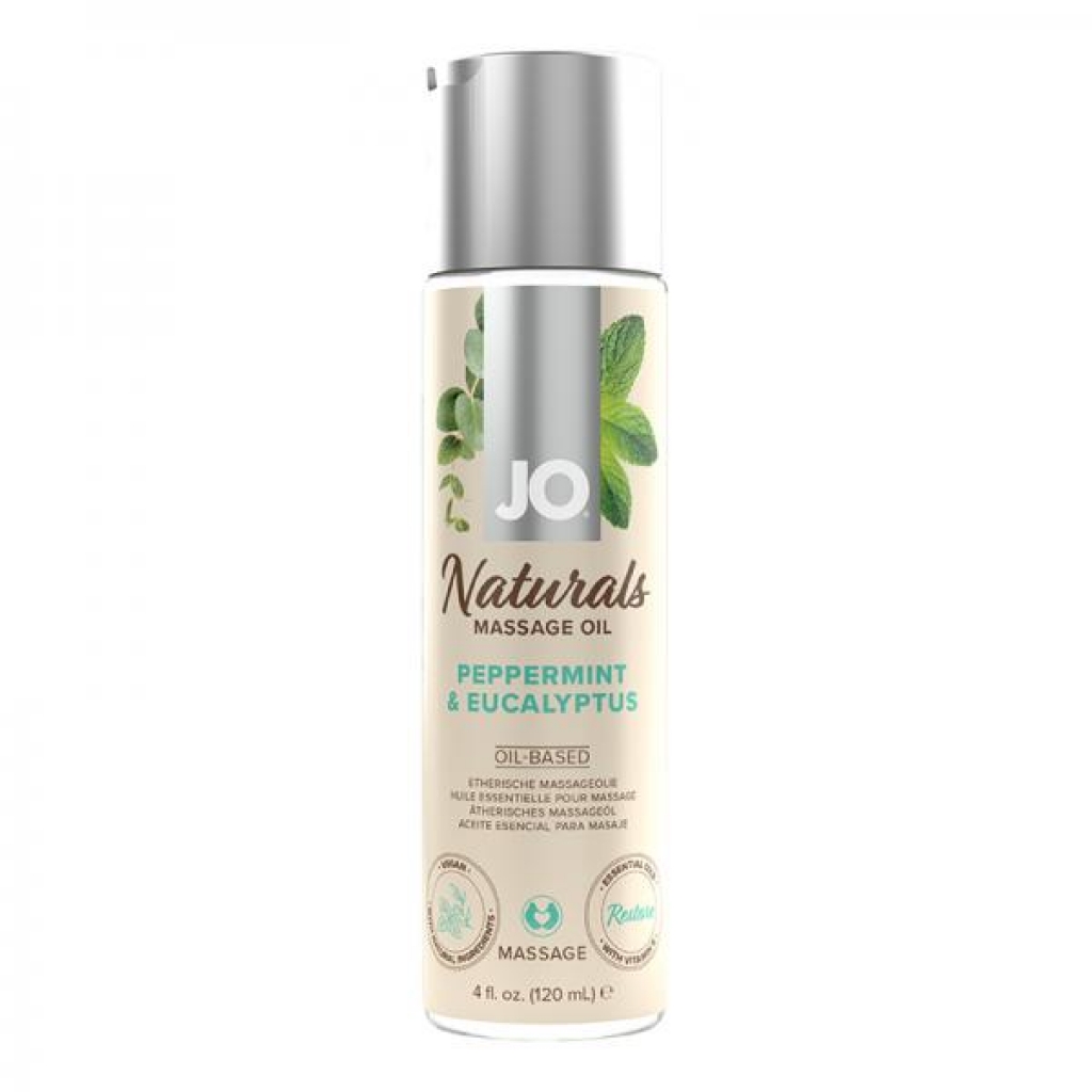 Jo Naturals Peppermint & Eucalyptus Massage Oil 4 Oz. - Sensual Massage Oils & Lotions