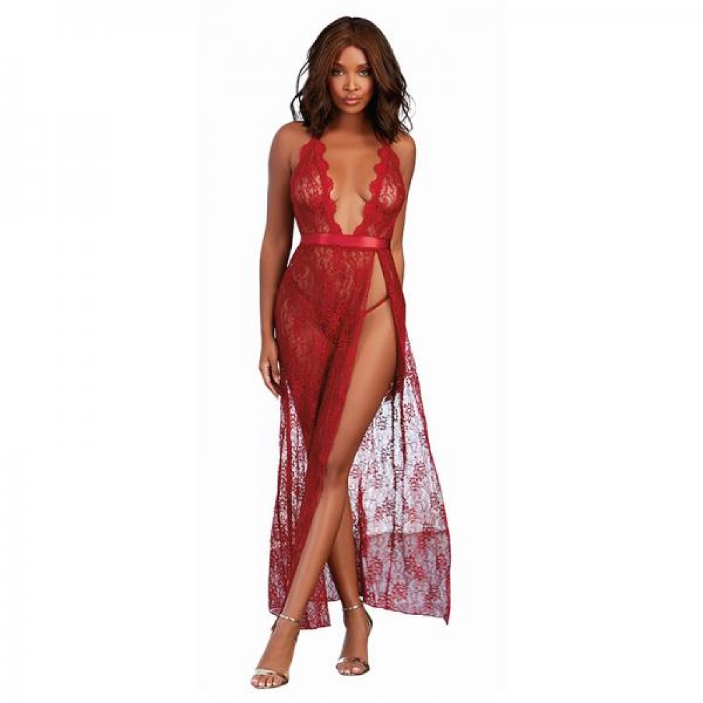 Dreamgirl Lace Gown & G-string Garnet Small Hanging - Transgender Wear