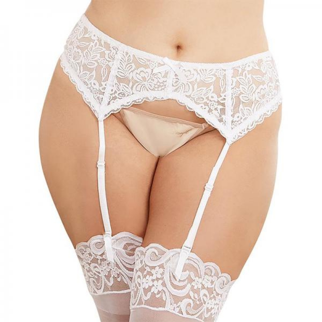 Dreamgirl Plus-size Sexy And Delicate Scalloped Lace Garter Belt White Queen Hanging - Bodystockings, Pantyhose & Garters
