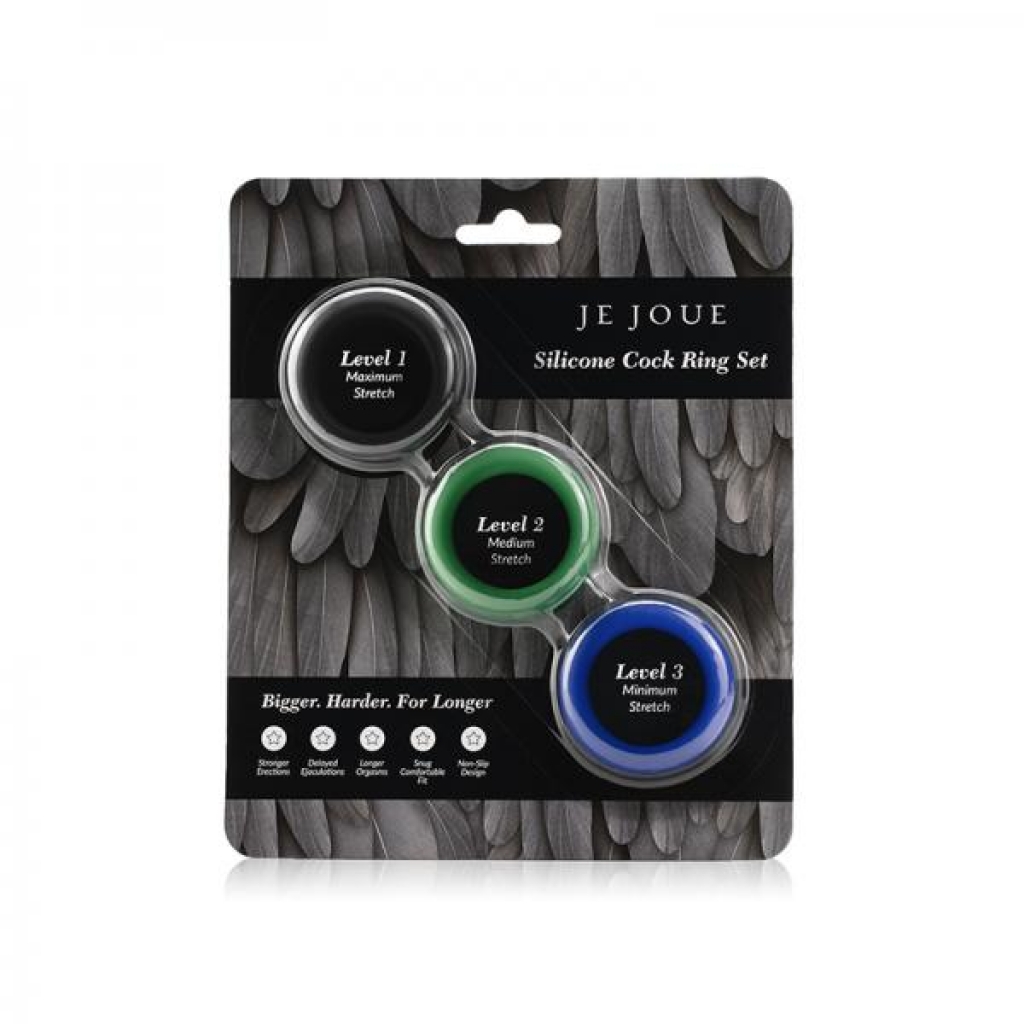 Je Joue 3-pack Silicone C-rings Black/green/blue - Cock Ring Trios