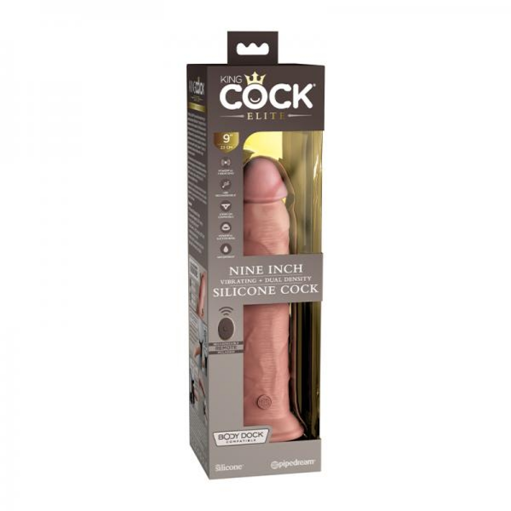 King Cock Elite Vibrating Silicone Dual-density Cock With Remote 9 In. Light - Realistic