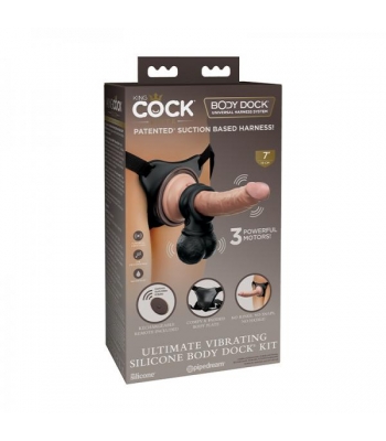 King Cock Elite Ultimate Vibrating Silicone Body Dock Kit - Harness & Dong Sets