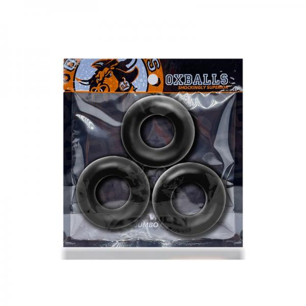 Oxballs Fat Willy 3-pack Jumbo Cockrings Flextpr Black - Cock Ring Trios