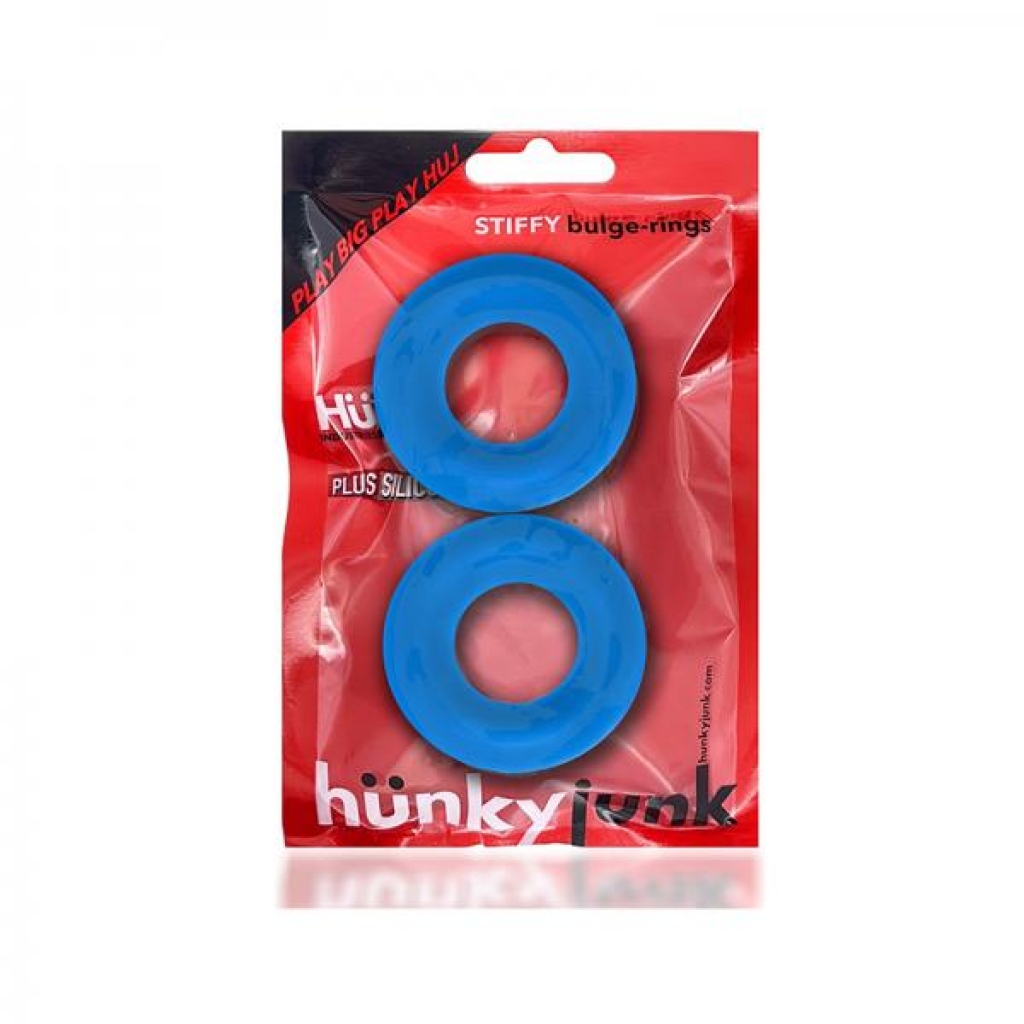 Oxballs Stiffy 2-pack Bulge Cockrings Silicone Tpr Teal Ice - Classic Penis Rings