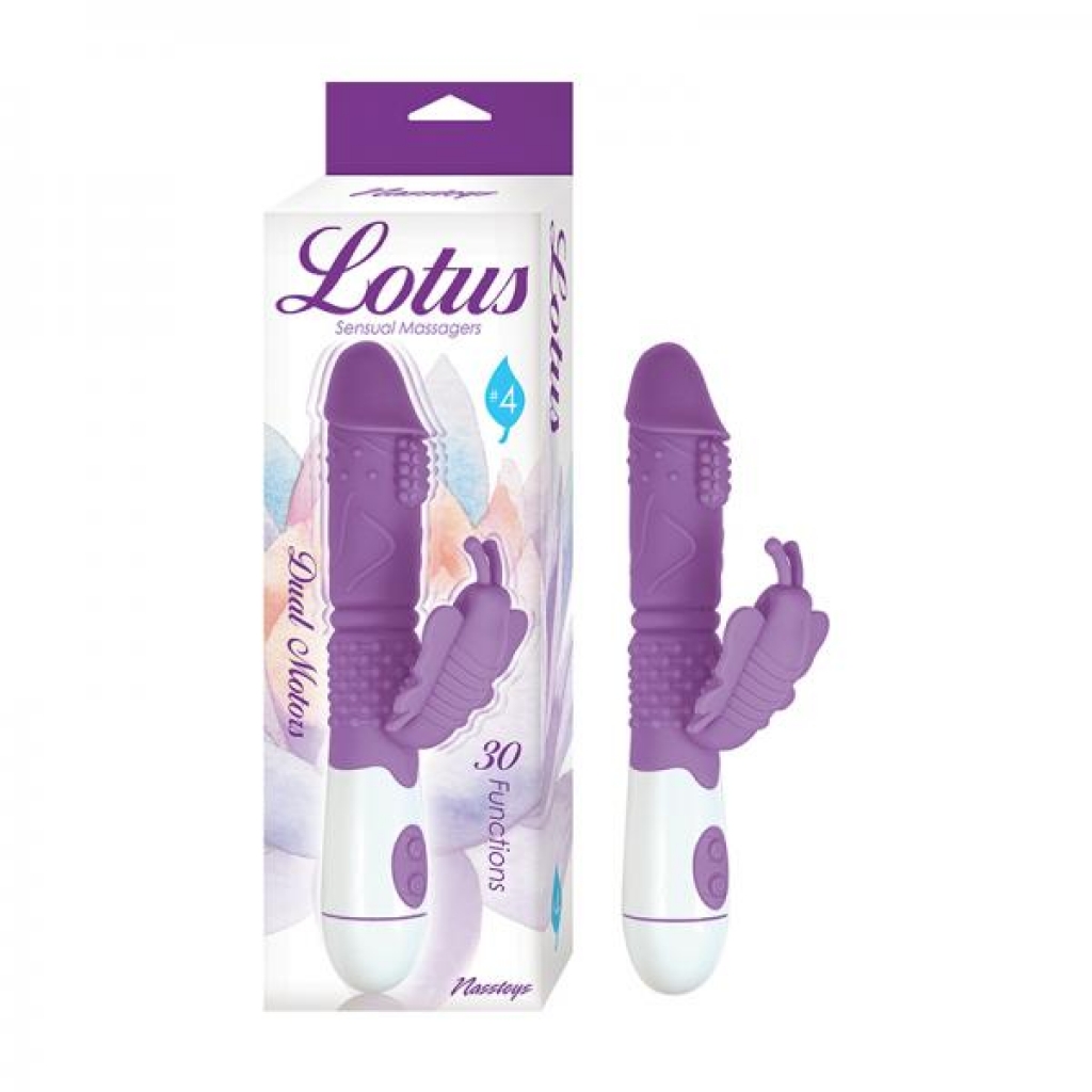 Lotus Sensual Massagers #4 Dual Stimulator Silicone Purple - Rabbit Vibrators