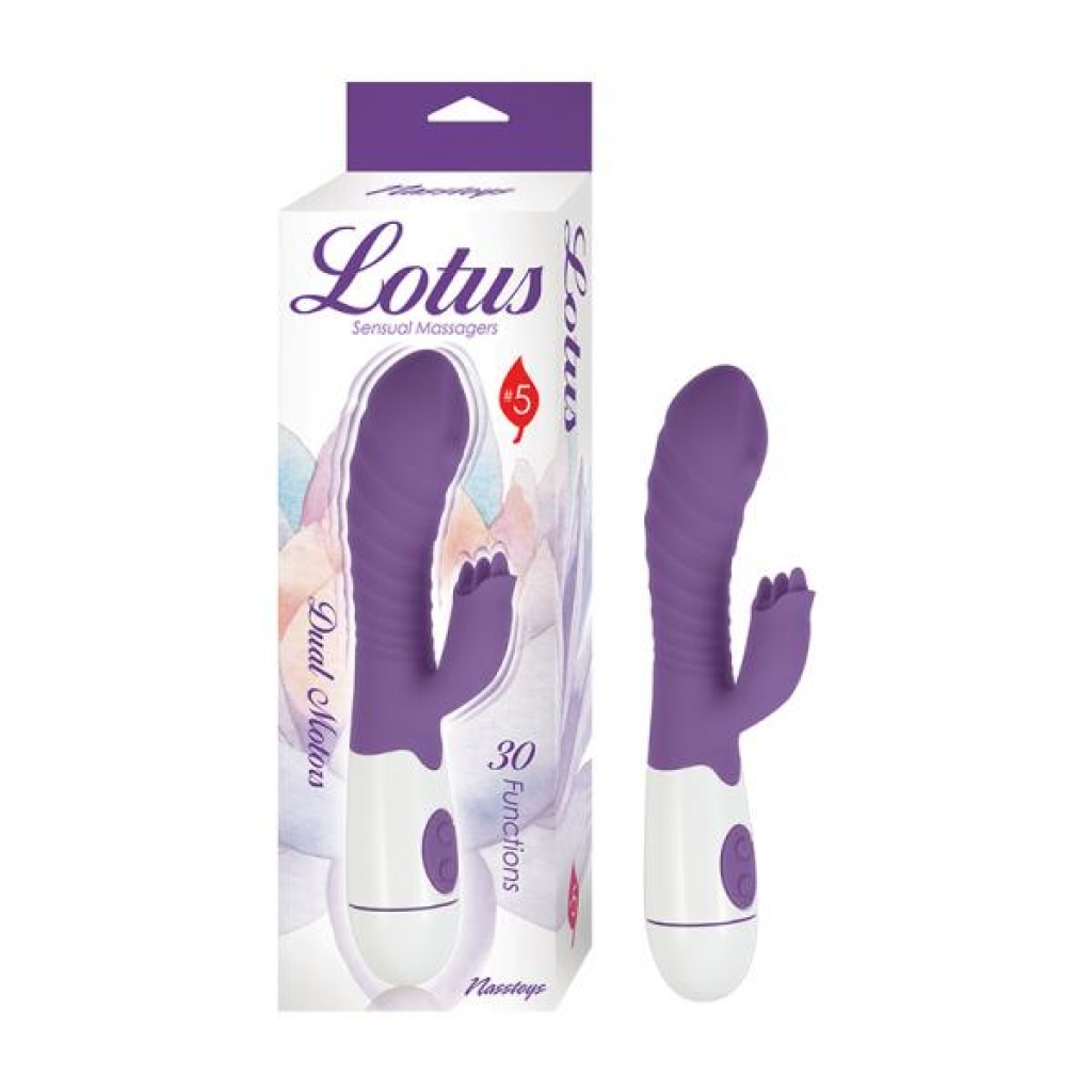Lotus Sensual Massagers #5 Dual Stimulator Silicone Purple - Rabbit Vibrators