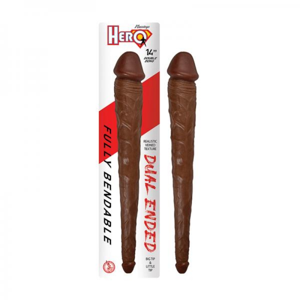 Hero Double Dong 14 In. Brown - Double Dildos