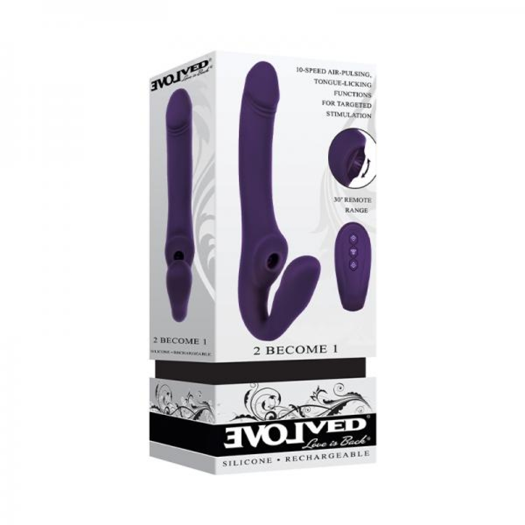 Evolved 2 Become 1 Silicone Rechargeable Strapless Strap-on Purple - Strapless Strap-ons