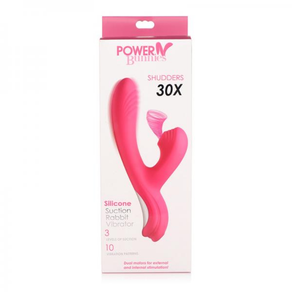 Power Bunny Shudders Suction Vibe Silicone Rechargeable Red - Clit Suckers & Oral Suction