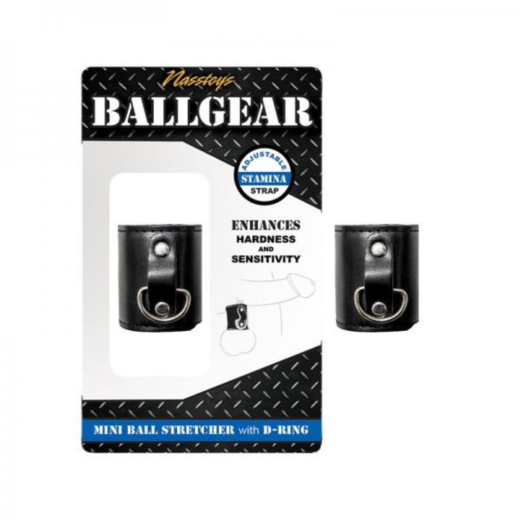 Ballgear Mini Ball Stretcher With D-ring Black - Mens Cock & Ball Gear