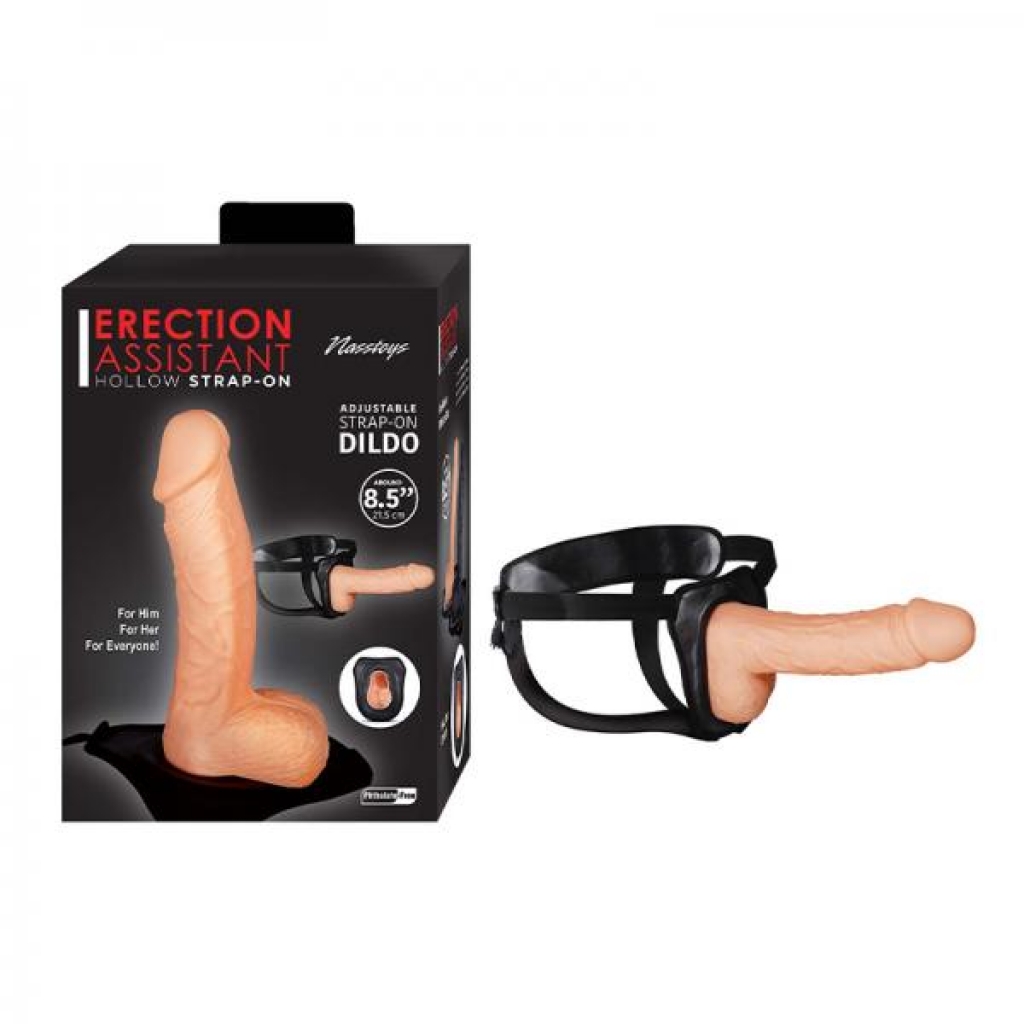Erection Assistant Hollow Strap-on 8.5 In. White - Hollow Strap-ons