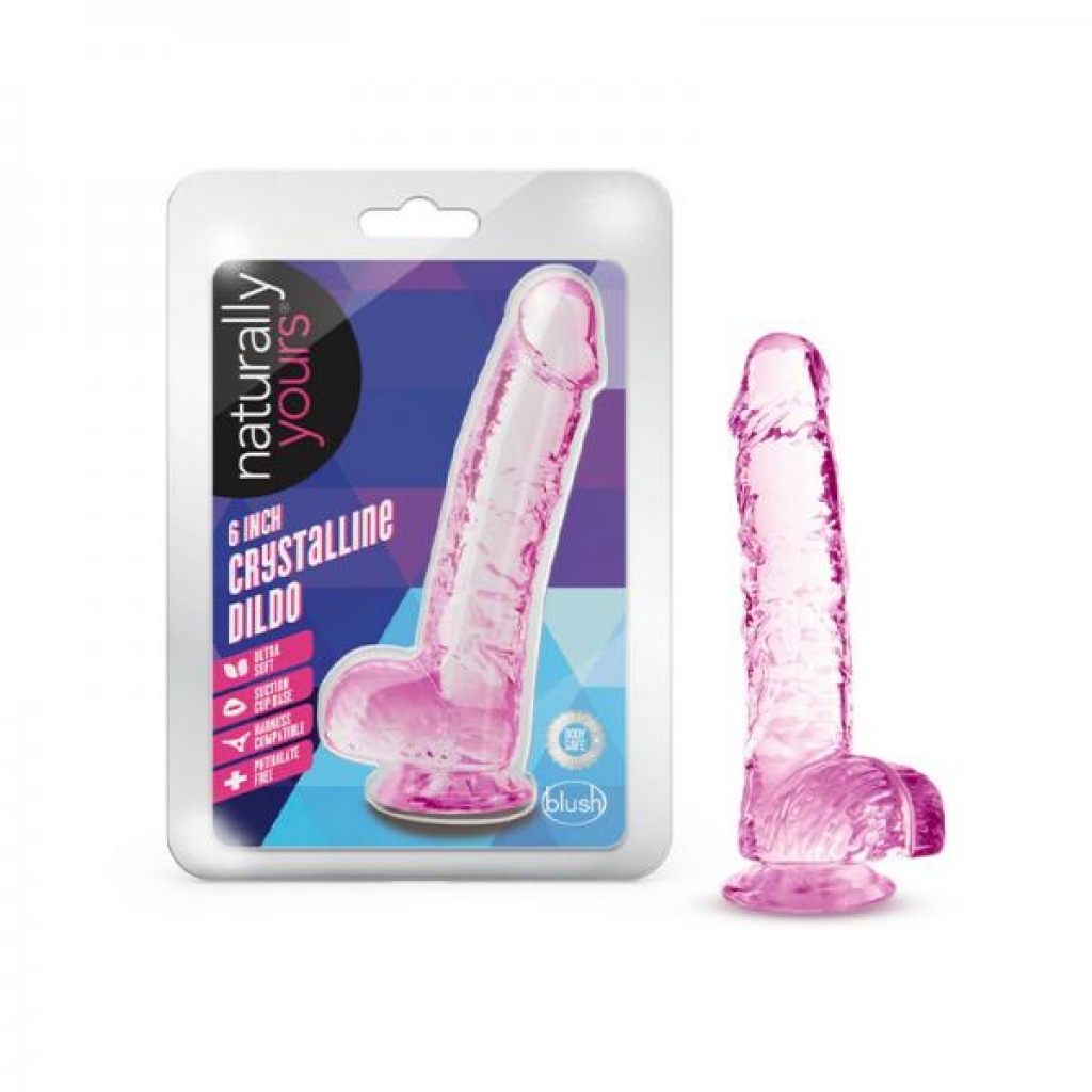 Naturally Yours Crystalline Dildo 6 In. Rose - Realistic Dildos & Dongs