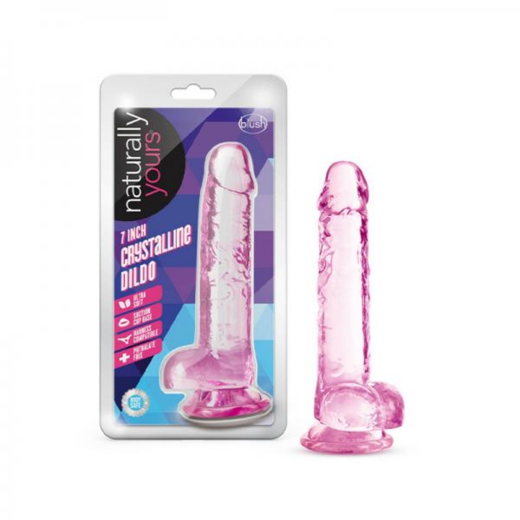 Naturally Yours Crystalline Dildo 7 In. Rose - Realistic Dildos & Dongs