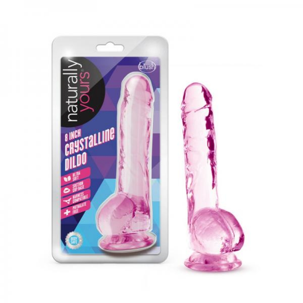 Naturally Yours Crystalline Dildo 8 In. Rose - Realistic Dildos & Dongs