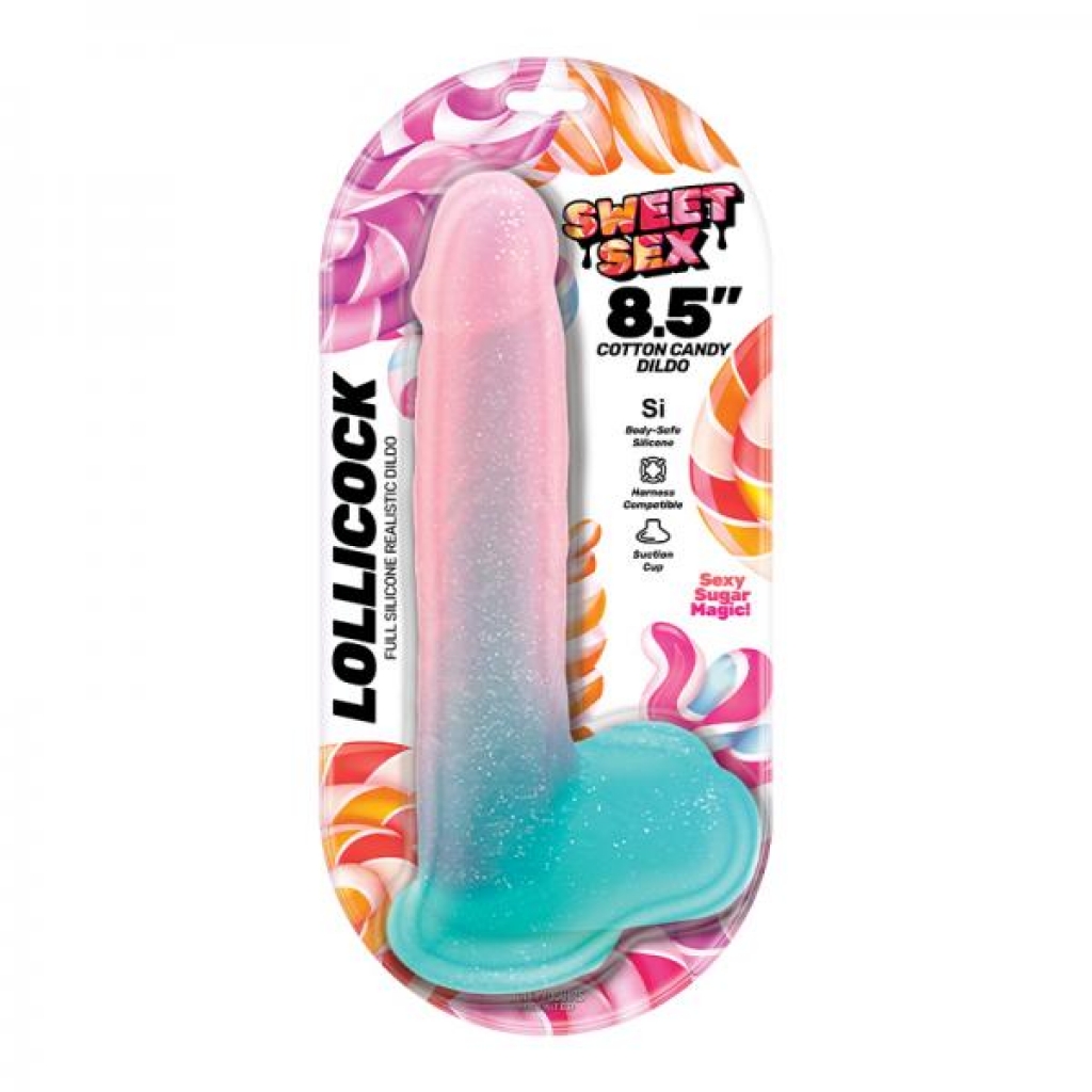 Sweet Sex Lollicock Dildo With Suction Cup Cotton Candy 8.5 In. - Huge Dildos