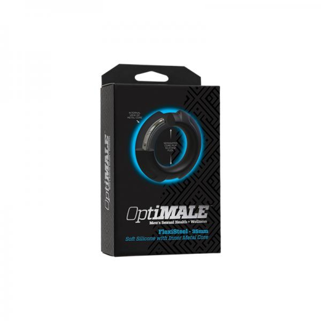 Optimale Flexisteel Silicone, Metal Core Cock Ring 35 Mm Black - Cock Ring Trios