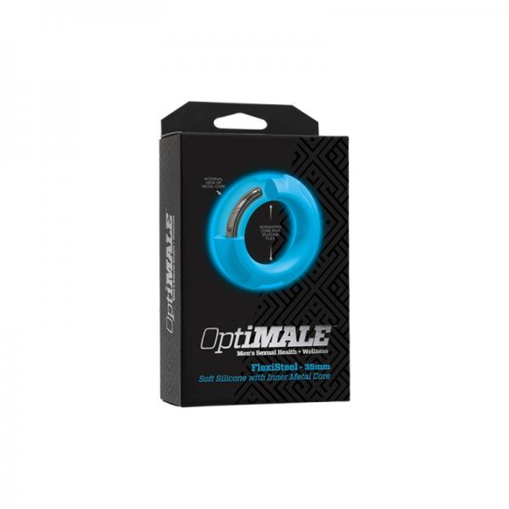 Optimale Flexisteel Silicone, Metal Core Cock Ring 35 Mm Blue - Cock Ring Trios