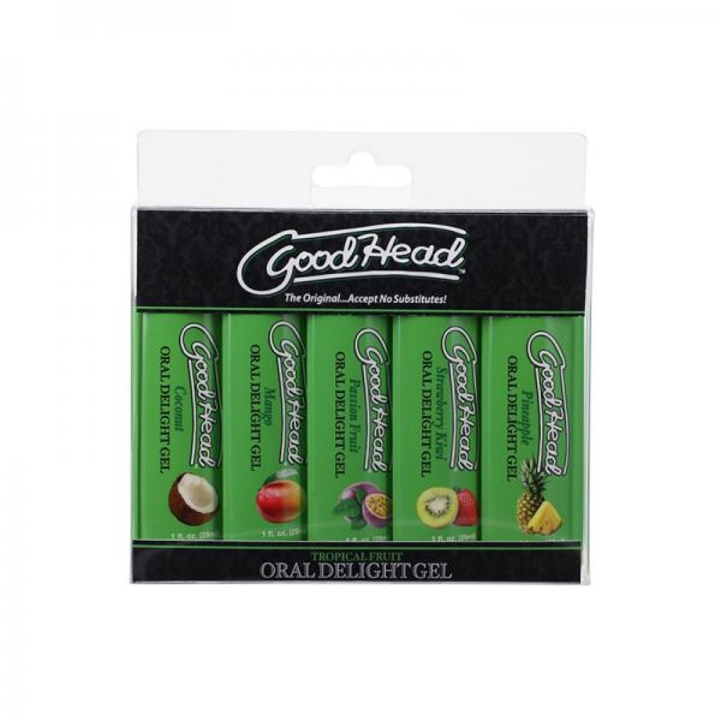 Goodhead Oral Delight Gel Tropical Fruits 5 Pack 1 Oz. Pineapple, Passion Fruit, Mango, Coconut, Str - Oral Sex