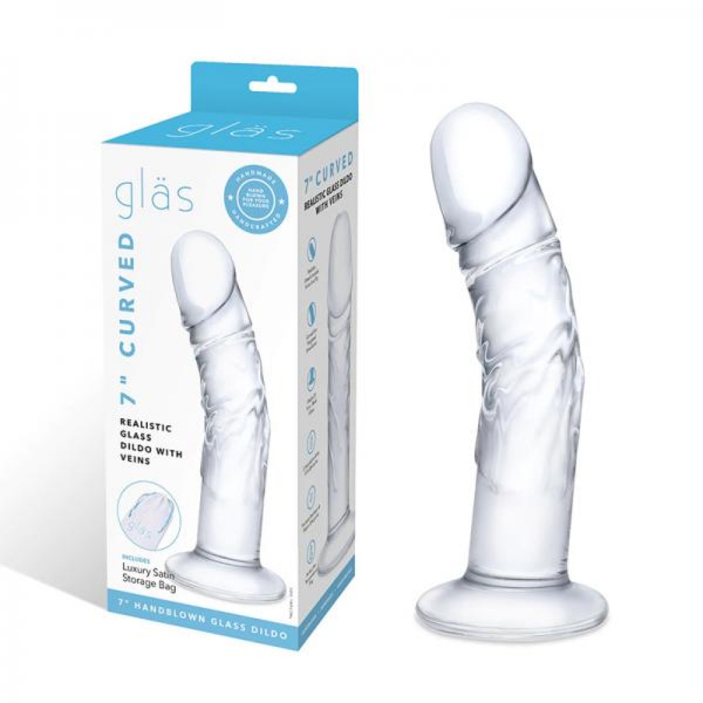 Glas Curved Realistic Glass Dildo With Veins 7 In. - Realistic Dildos & Dongs