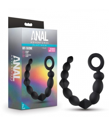Anal Adventures Platinum Silicone Beginner Anal Beads Black - Sex Swings & Slings