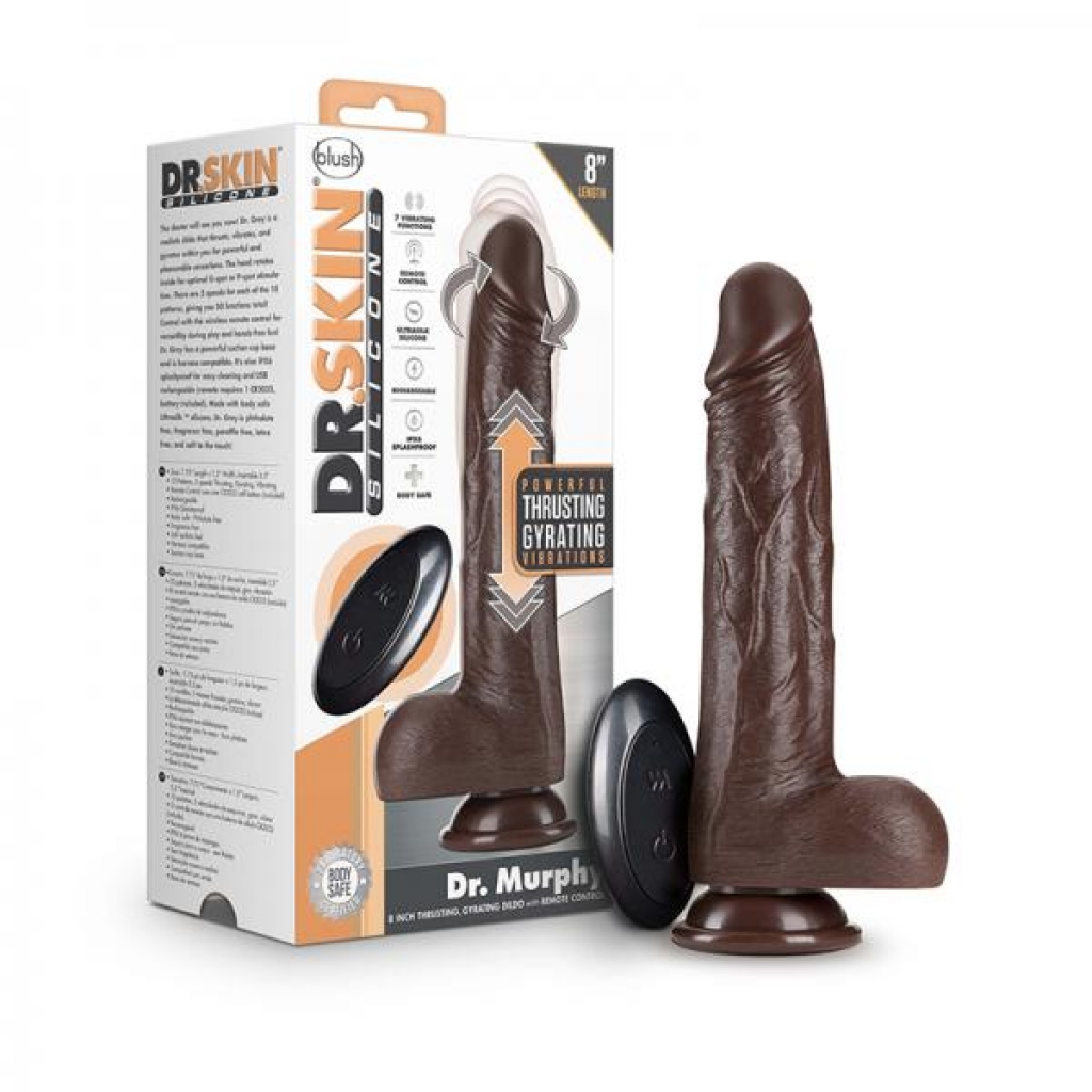 Dr. Skin Dr. Murphy Thrusting Dildo Silicone 8 In. Chocolate - Realistic
