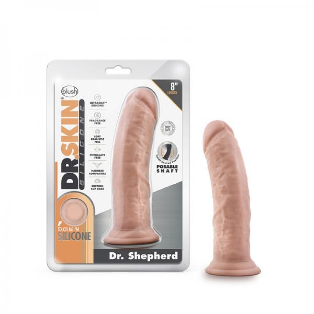 Dr. Skin Dr. Shepherd Dildo With Suction Cup Silicone 8 In. Vanilla - Realistic