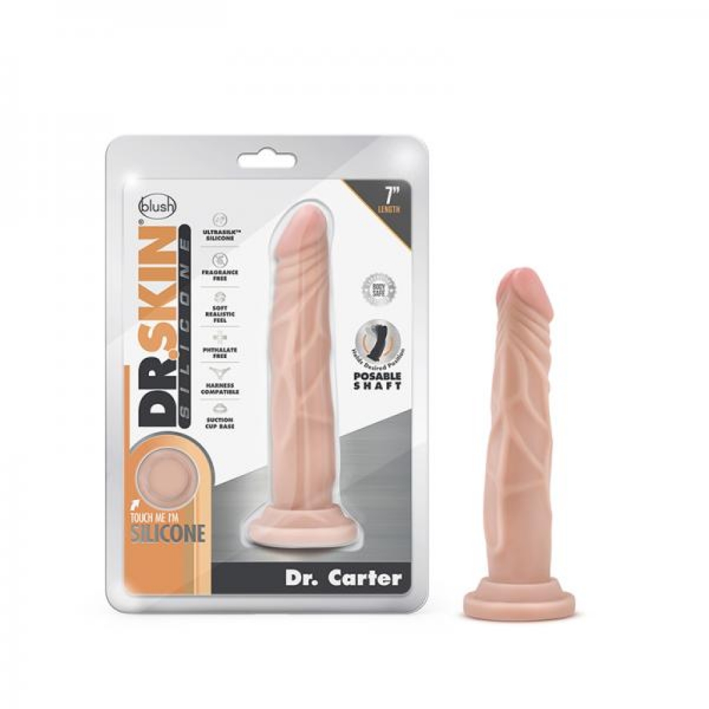 Dr. Skin Dr. Carter Dong With Suction Cup Silicone 7 In. Vanilla - Realistic Dildos & Dongs