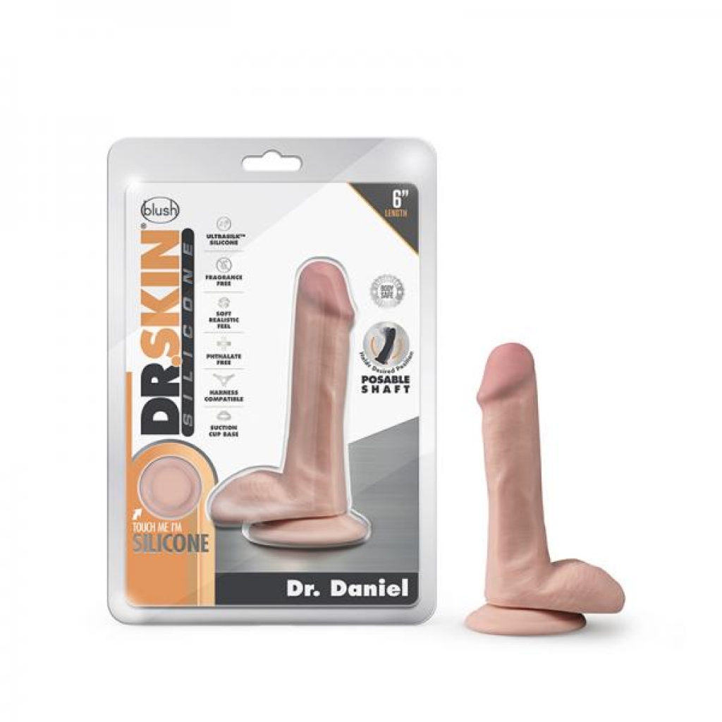 Dr. Skin Dr. Daniel Dildo With Suction Cup Silicone 6 In. Vanilla - Realistic