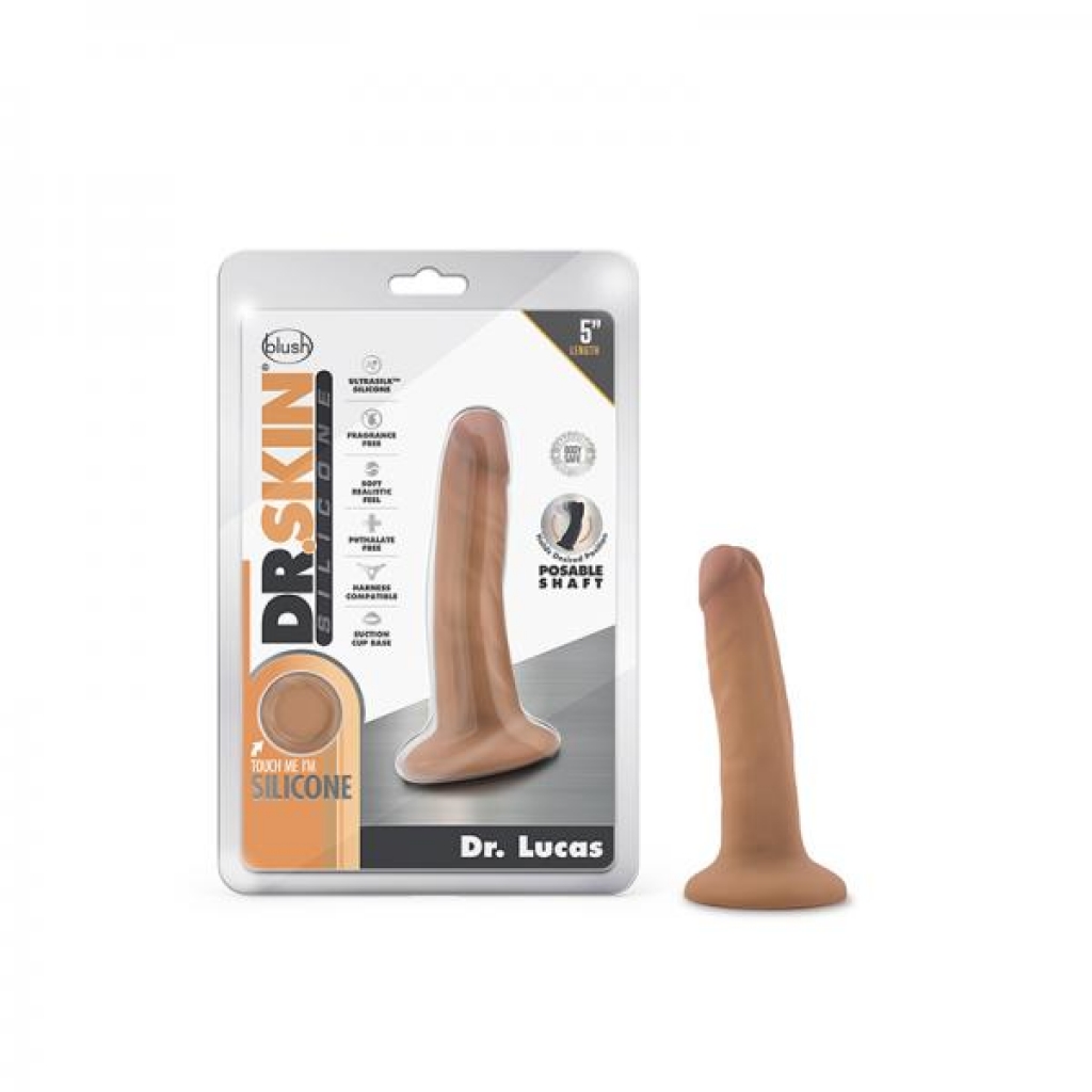 Dr. Skin Dr. Lucas Dong With Suction Cup Silicone 5 In. Mocha - Realistic Dildos & Dongs