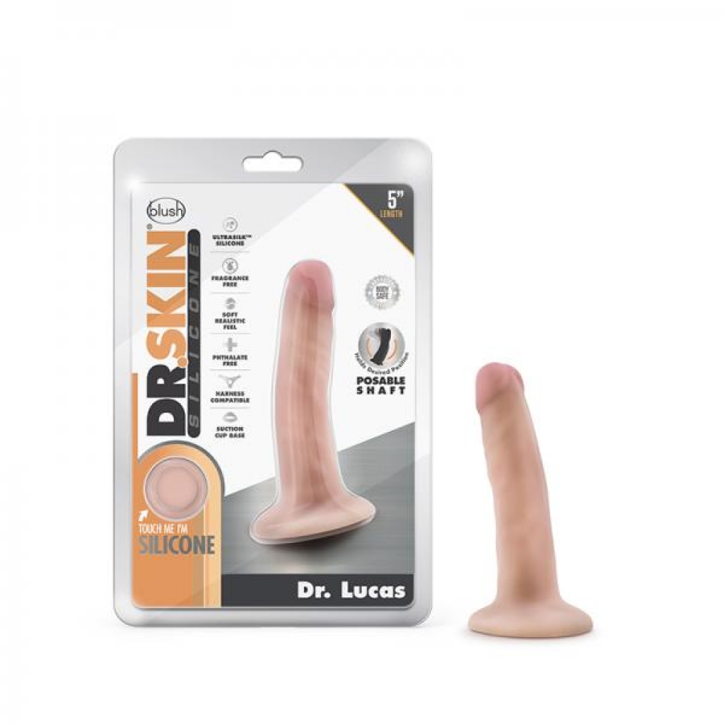 Dr. Skin Dr. Lucas Dong With Suction Cup Silicone 5 In. Vanilla - Realistic Dildos & Dongs