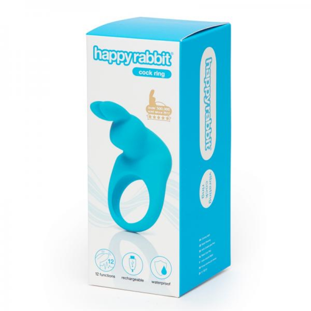 Happy Rabbit Rechargeable Cock Ring Blue - Couples Vibrating Penis Rings