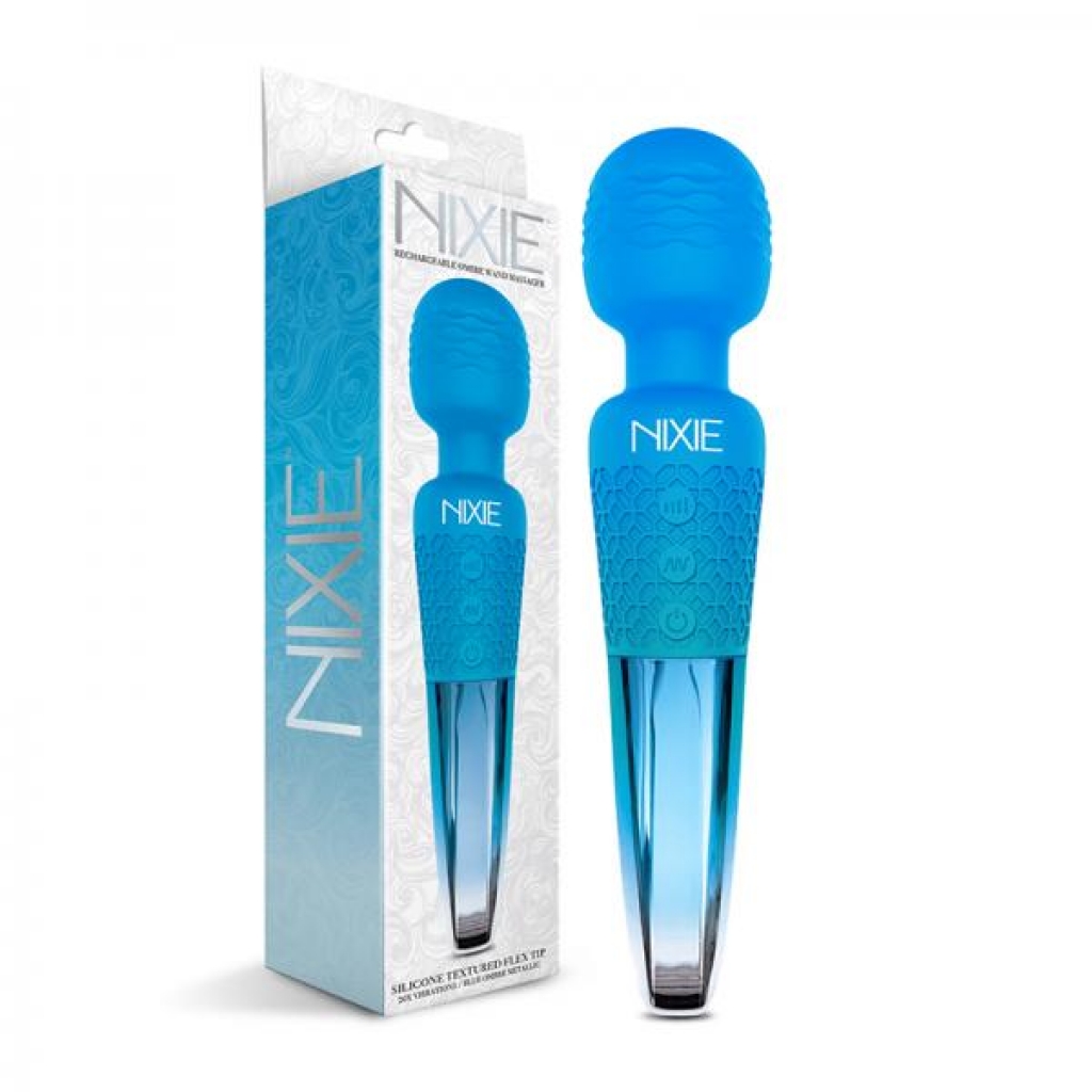 Nixie Rechargeable Wand Massager Blue Ombre Metallic - Body Massagers