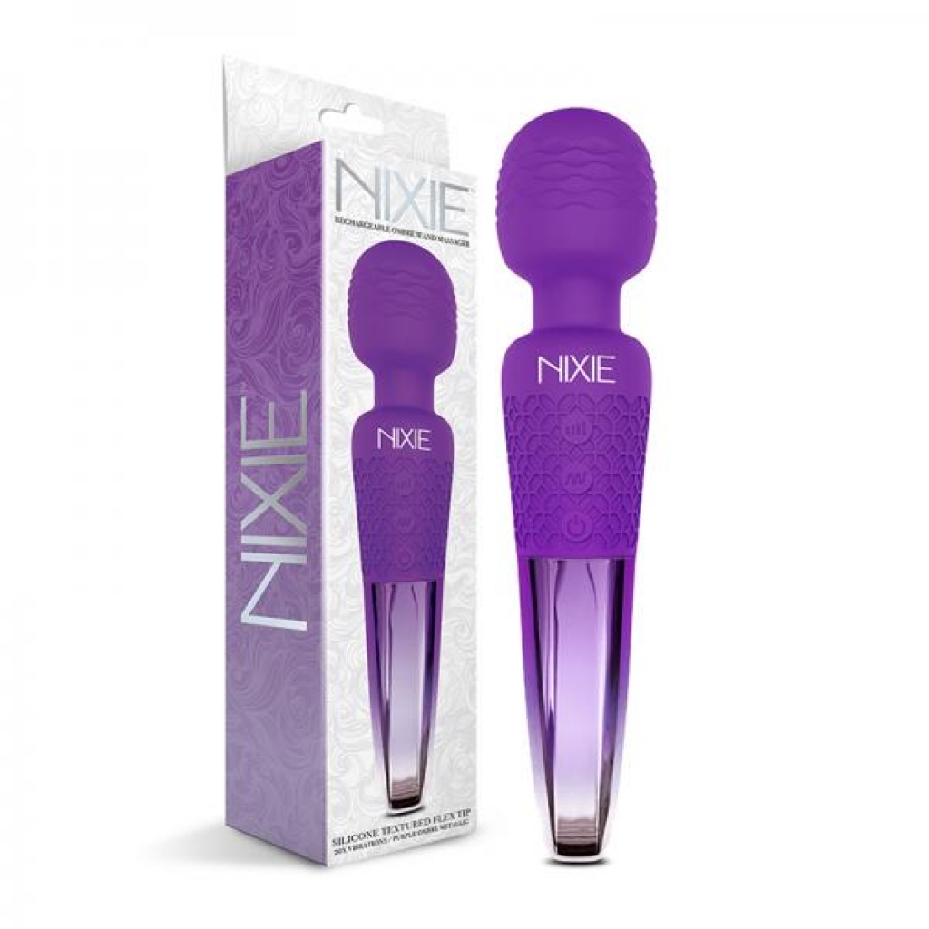 Nixie Rechargeable Wand Massager Purple Ombre Metallic - Body Massagers