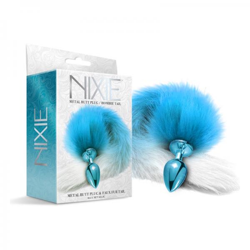 Nixie Metal Butt Plug With Ombre Tail Blue Metallic - Anal Plugs