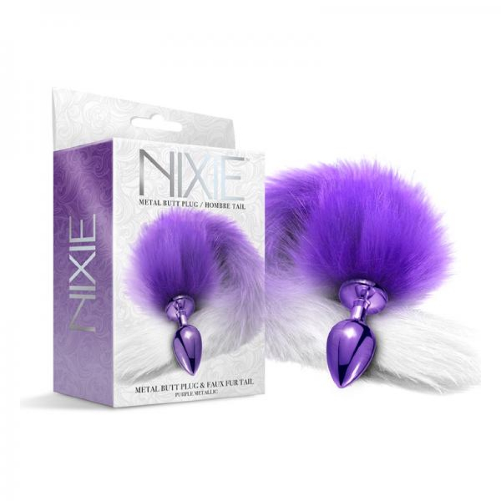 Nixie Metal Butt Plug With Ombre Tail Purple Metallic - Anal Plugs