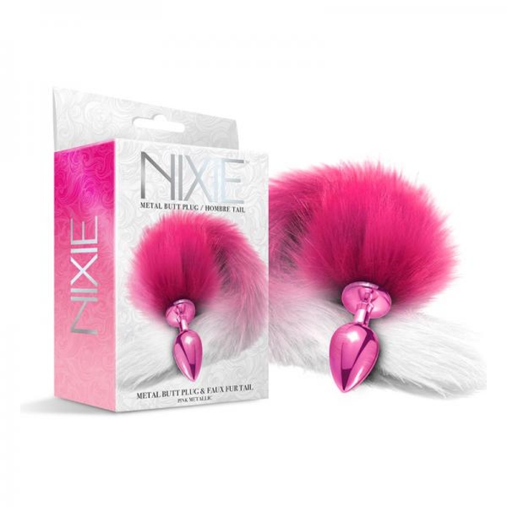 Nixie Metal Butt Plug With Ombre Tail Pink Metallic - Anal Plugs