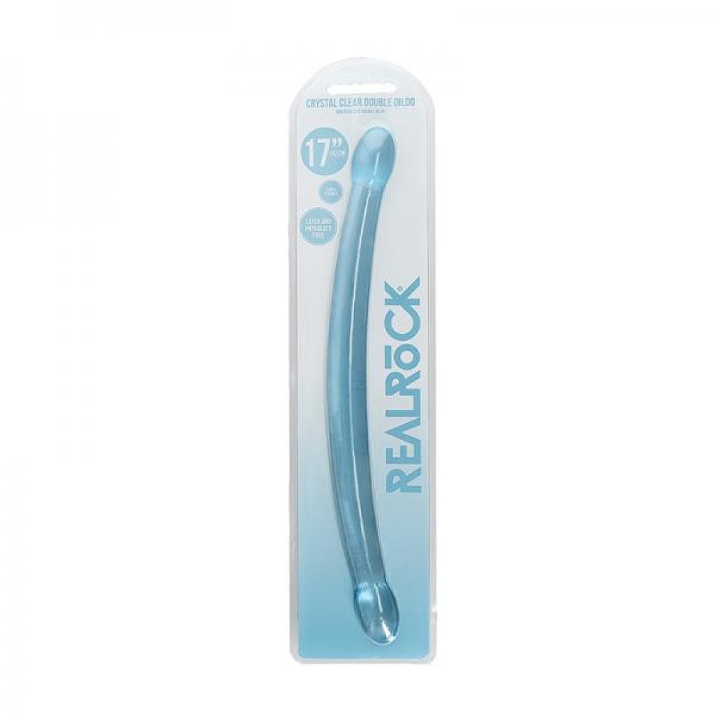Realrock Crystal Clear Non-realistic Double Dong 17 In. Blue - Double Dildos