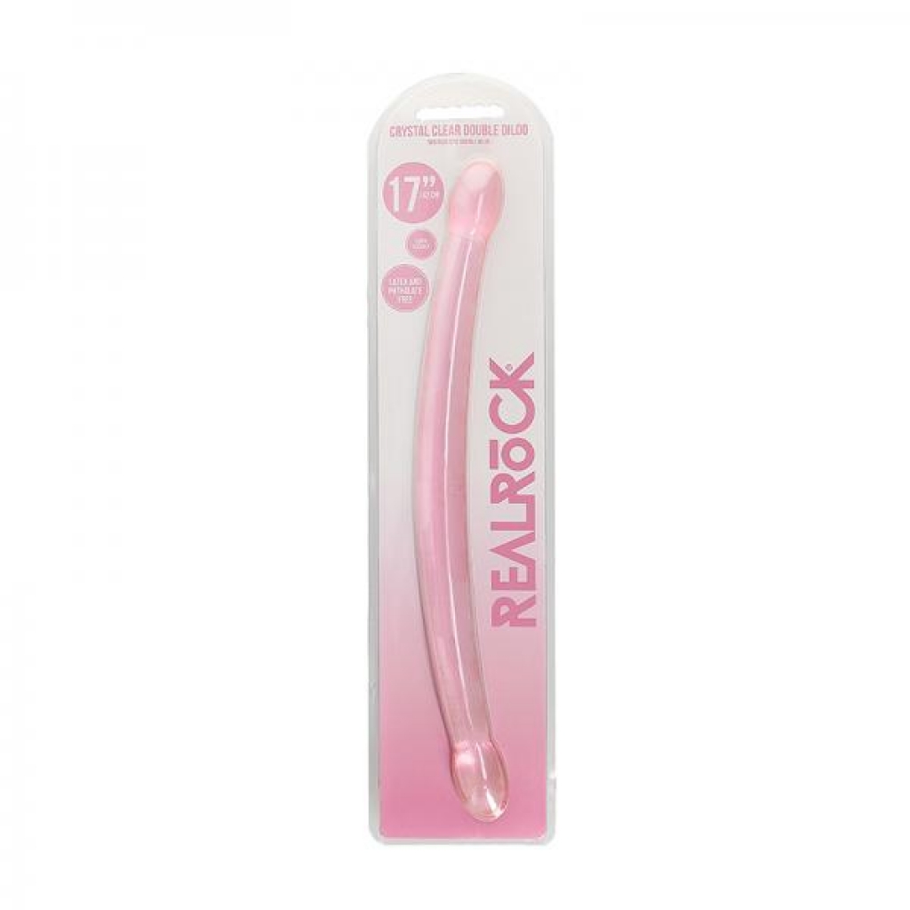 Realrock Crystal Clear Non-realistic Double Dong 17 In. Pink - Double Dildos