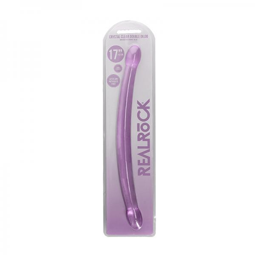 Realrock Crystal Clear Non-realistic Double Dong 17 In. Purple - Double Dildos