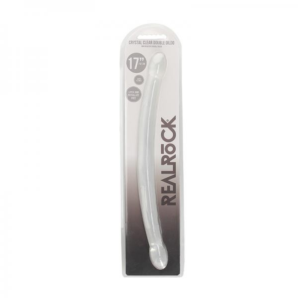 Realrock Crystal Clear Non-realistic Double Dong 17 In. Translucent - Double Dildos