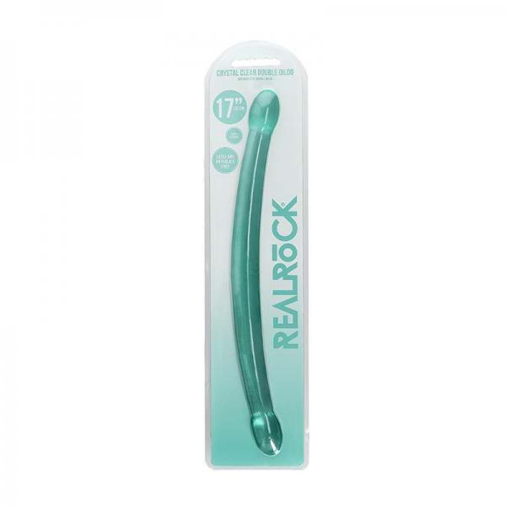 Realrock Crystal Clear Non-realistic Double Dong 17 In. Turquoise - Double Dildos