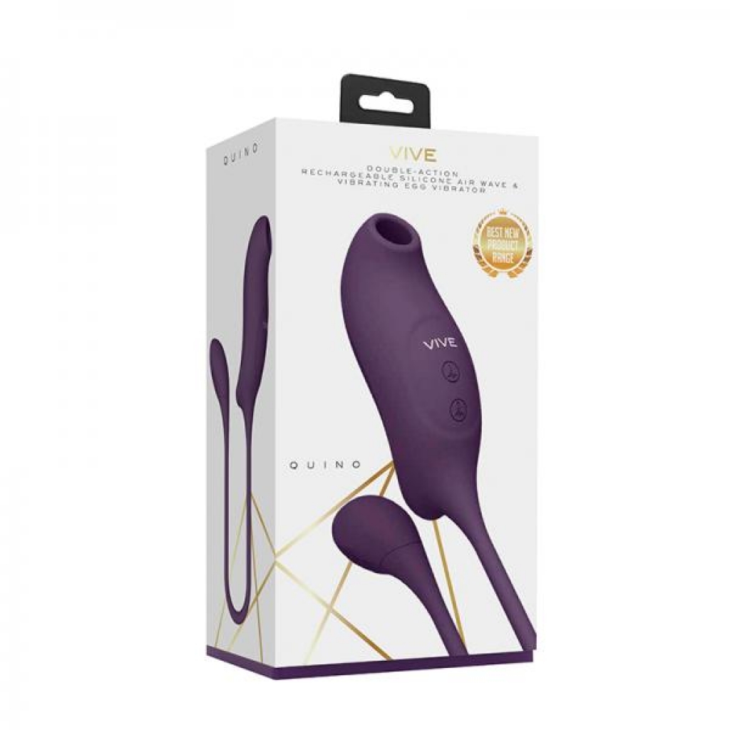 Vive Quino Air Wave & Vibrating Egg Vibrator Purple - G-Spot Vibrators Clit Stimulators