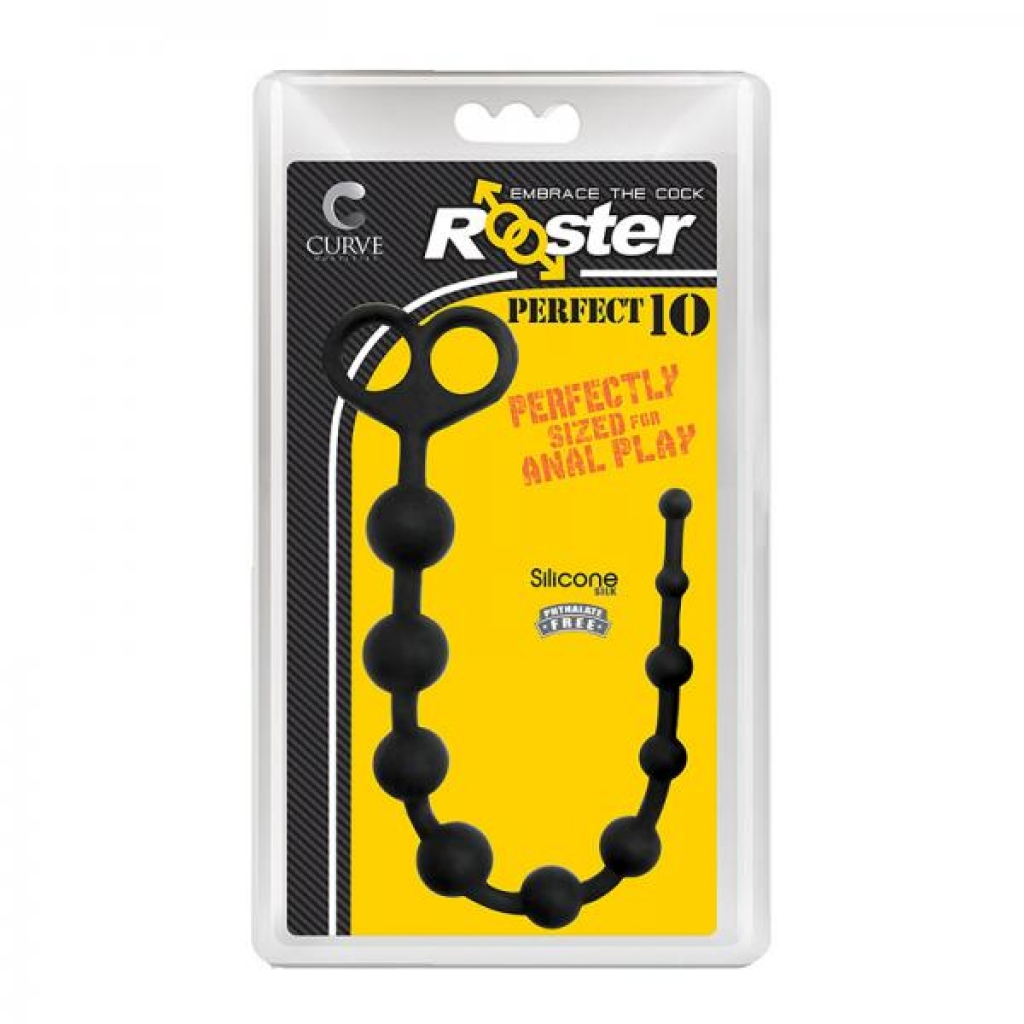 Rooster Perfect 10 Anal Beads Black - Anal Beads