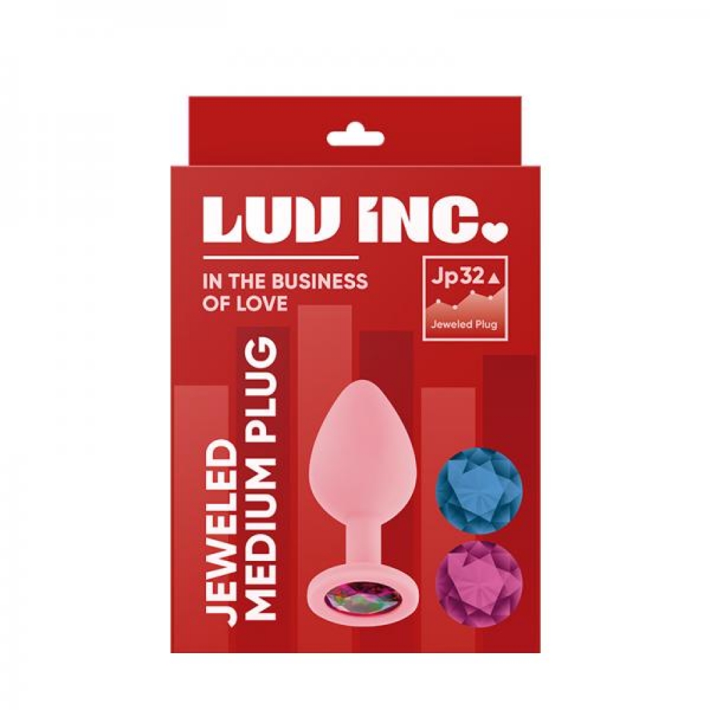 Luv Inc Jp32 Jeweled Medium Plug With 3 Stones Light Pink - Anal Plugs