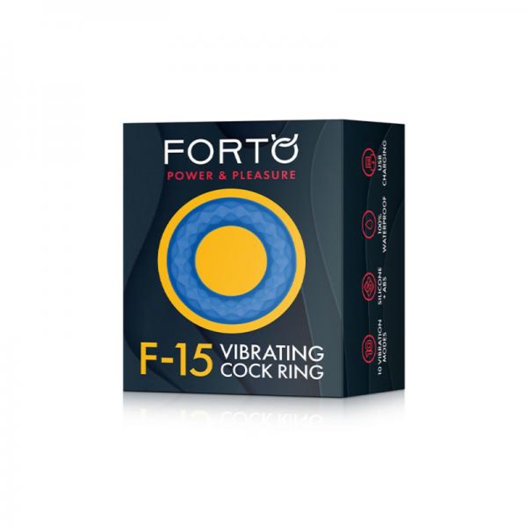 Forto F-15: Silicone Vibrating Cock Ring Blue - Couples Vibrating Penis Rings